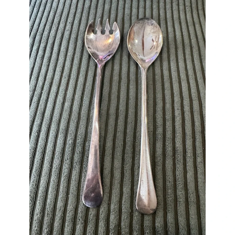 Vintage Silverplate Serving Spoon‎ and Fork Set Italy